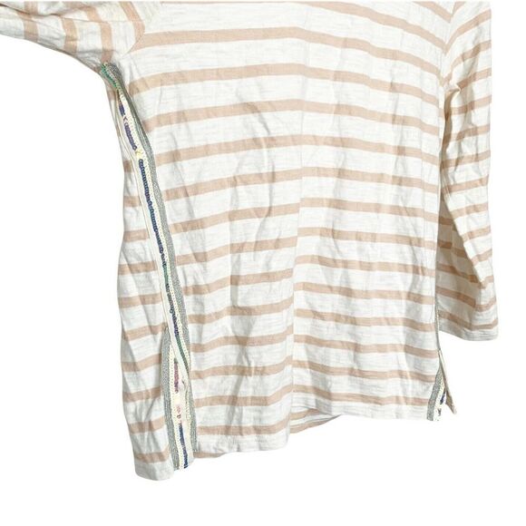 J. Crew Women’s Sequined Sailor Side Cream Tan Striped Shirt Size Small - Picture 5 of 8